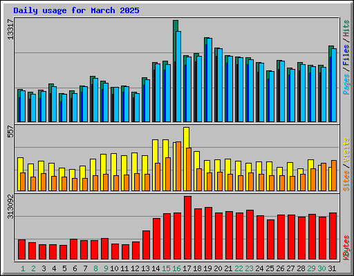 Daily usage for March 2025